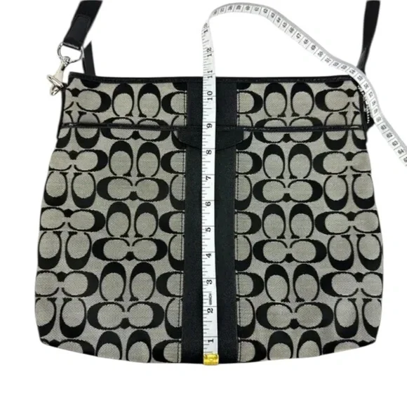 COACH Canvas Signature Monogram Crossbody Black Grey - Picture 5 of 9
